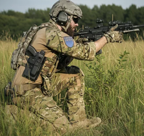 Military soldier on the field